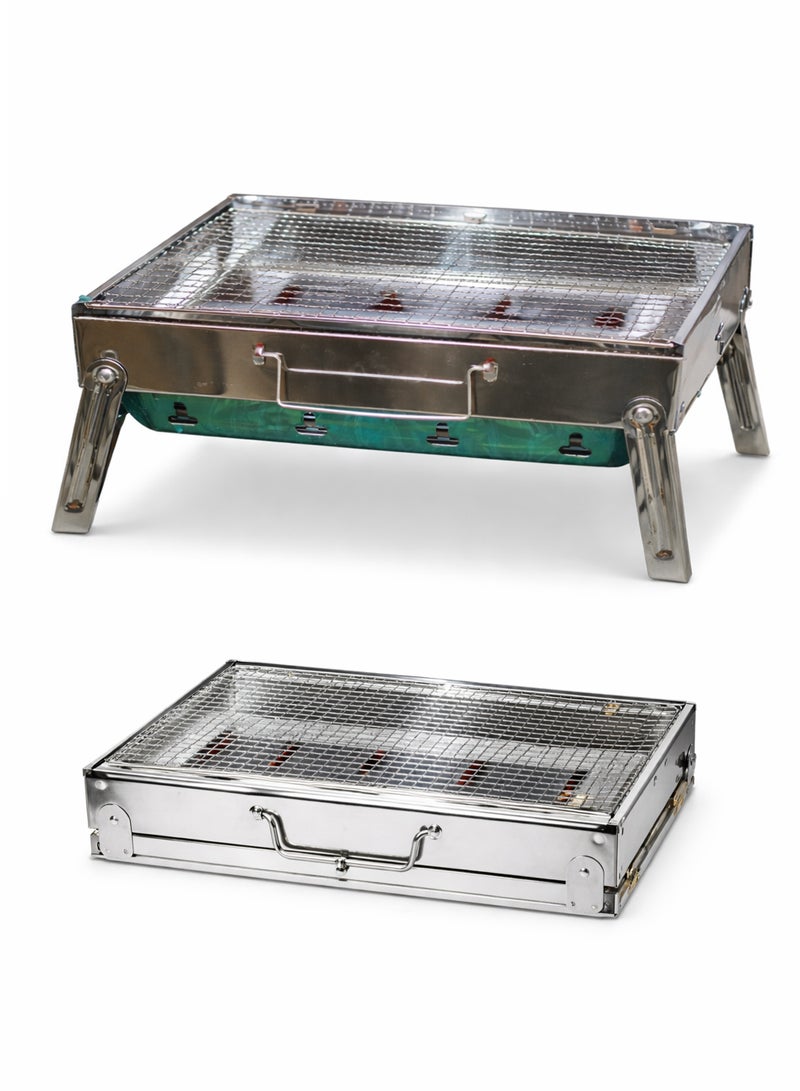 توشيونيكس شواية فحم قابلة للطي من UTTORA طراز TL-372 - حامل شواء محمول من الفولاذ المقاوم للصدأ | سهلة الحمل، آمنة للطعام، مقاومة للصدأ، سهلة التنظيف | مثالية للتخييم، والنزهات، والحدائق، والشواطئ، والطهي في الهواء الطلق - Image 2